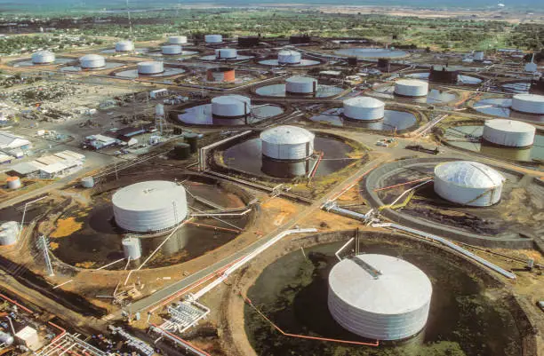 Aerial view of the oil industry in Cabimas, near the Maracaibo lake, where  an enormous deposit of oil discovered in the 1910's have made Venezuela one  of  the world's major oil exporters.