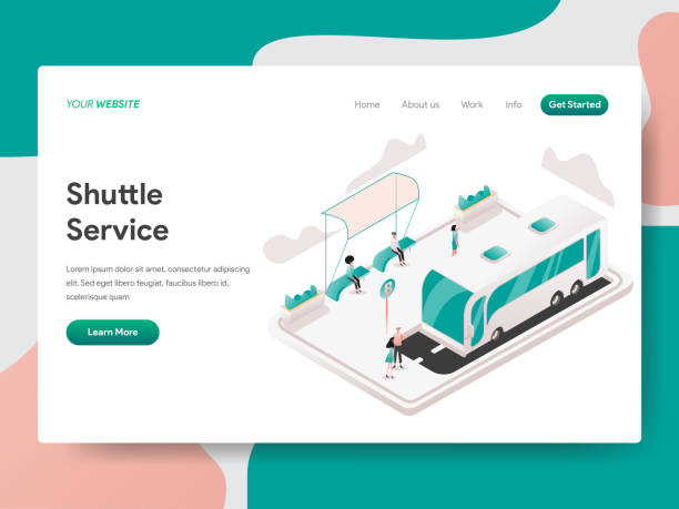 Landing page template of Shuttle Service Illustration Concept. Isometric design concept of web page design for website and mobile website.Vector illustration vector art illustration