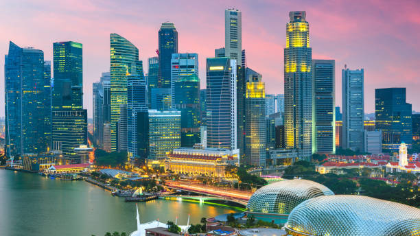 istock Singapore city skyline at twilight. 1145232716
