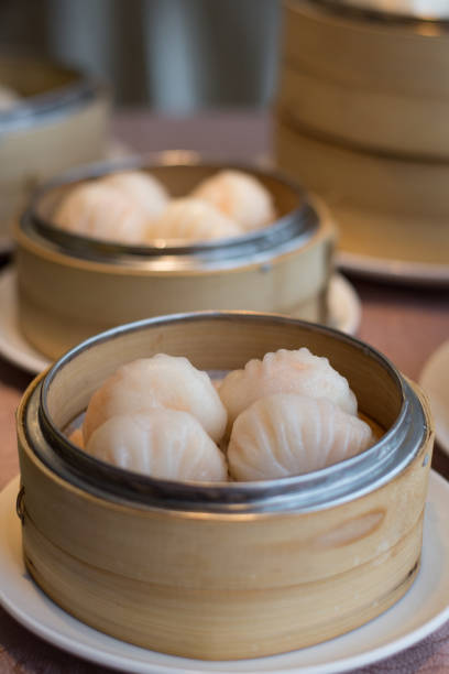 istock Superior Har Kao Prawn Dumpling  with Water Chestnut in a bamboo basket 1145234602