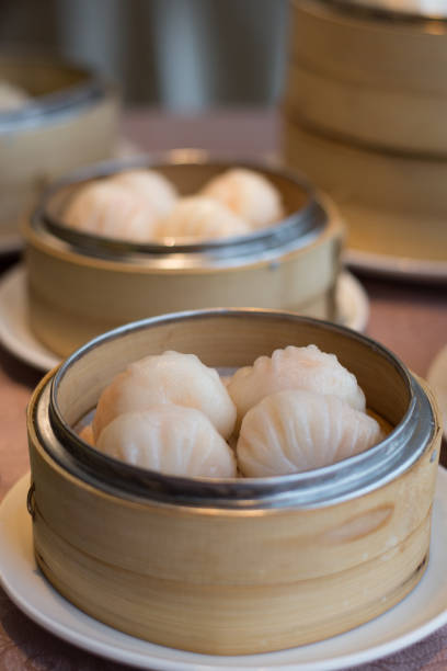 istock Superior Har Kao Prawn Dumpling  with Water Chestnut in a bamboo basket 1145234703