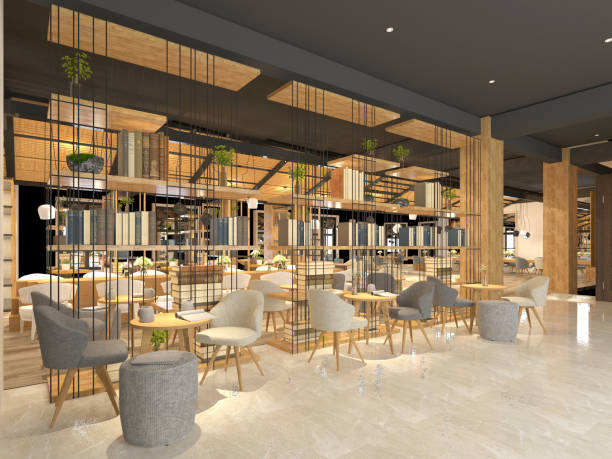 istock 3D render of cafetaria and restaurant 1145234918