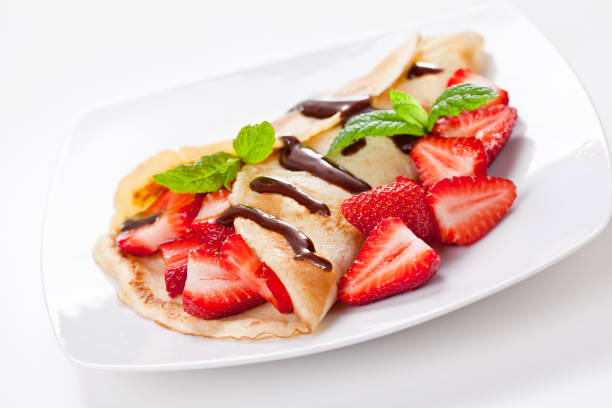 istock Crepe With Organic Strawberries And Chocolate 1145236602
