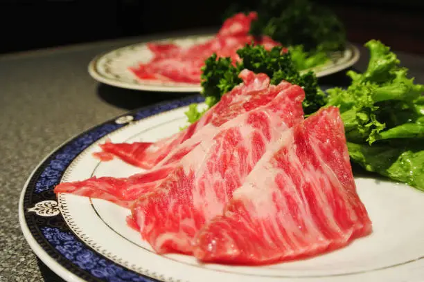 Wagyu beef with garlic,salt and pepper/Wagyu beef,  Japanese beef