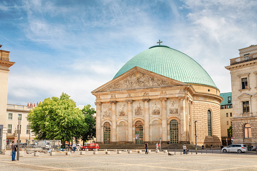 17 MAY 2018, BERLIN, GERMANY: St. Hedwig's Cathedral on Bebelplatz square