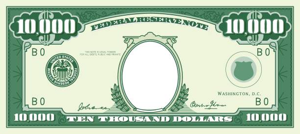 paper money frame. zehn tausend dollar - ten dollar bill stock-grafiken, -clipart, -cartoons und -symbole