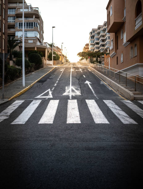 istock Zebra crossing, Spanish street, sunset 1145250620