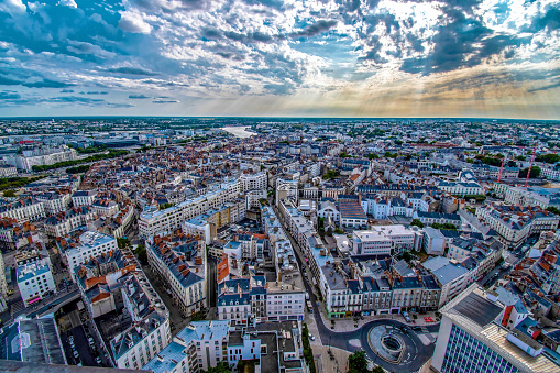 Nantes City in France view from above