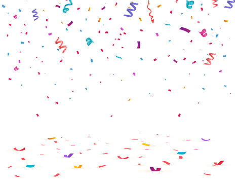 Confetti isolated on transparent background. Falling confetti, birthday vector illustration