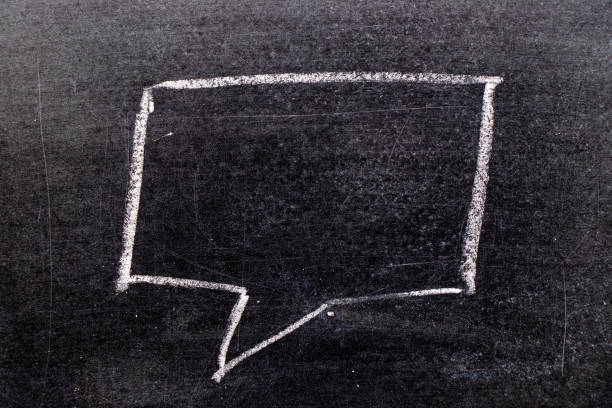 istock White chalk hand drawing in bubble speech shape with blank space for add text on black board background 1145258980