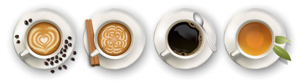 ilustrações de stock, clip art, desenhos animados e ícones de coffee set in vector - café macchiato