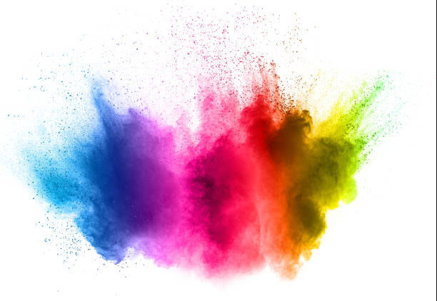istock Colorful powder explosion on white background. Abstract pastel color dust particles splash. 1145261785