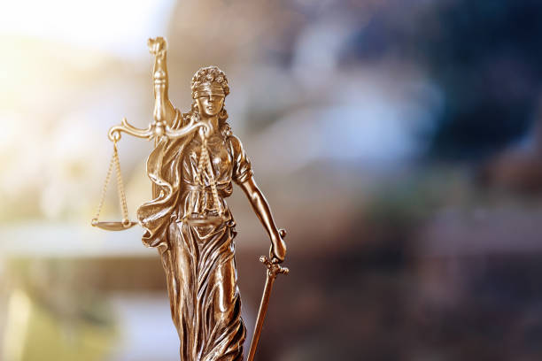 The Statue of Justice - lady justice or Justitia / Justitia the Roman goddess of Justice stock photo