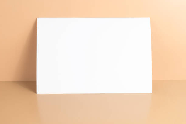 One blank white postcard / flyer / invitation mock-up on yellow background