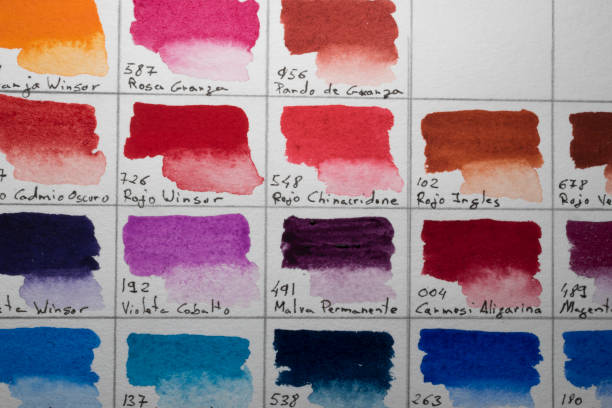 Watercolor color chart stock photo