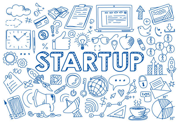istock Set of startup concept icons in doodle style 1145265776