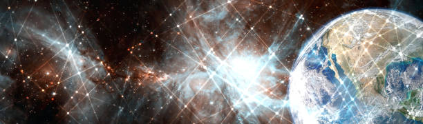 istock Line and dot pattern space background. Elements of this image furnished by NASA. 1145265884