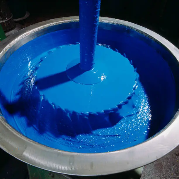 detail of lacquer production in paint factory