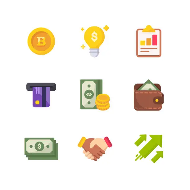 Vector illustration of Money and Finance Flat Vector Icons. Pixel Perfect. For Mobile and Web.