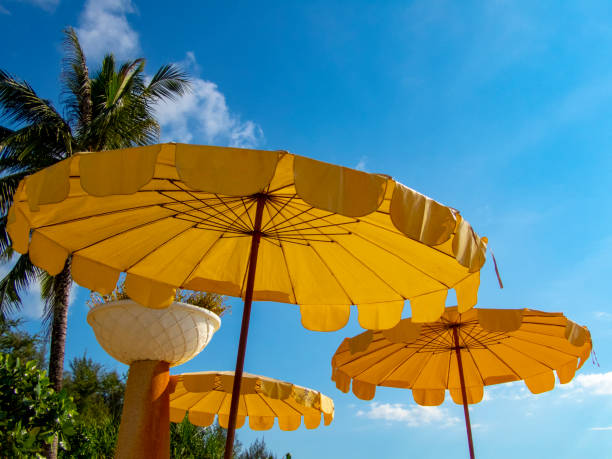 istock Yellow sunshade on a Thailand beach 1145277602