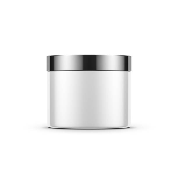 istock White cylindrical tin can jar mockup for cosmetics with chrome cap 1145286419