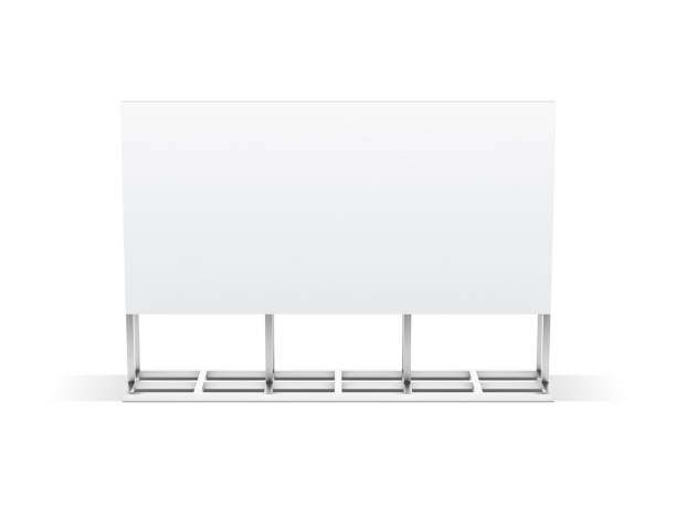 istock Large blank horizontal billboard stand mockup isolated on white background 1145287047