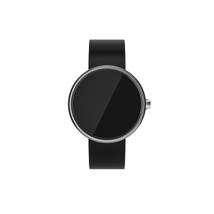 Smartwatch Mockup with black strap isolated on white, 3d rendering