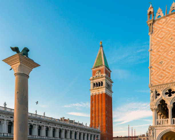 istock View of St. Mark's Cathedral tower under blue sky in Venice 1145288837