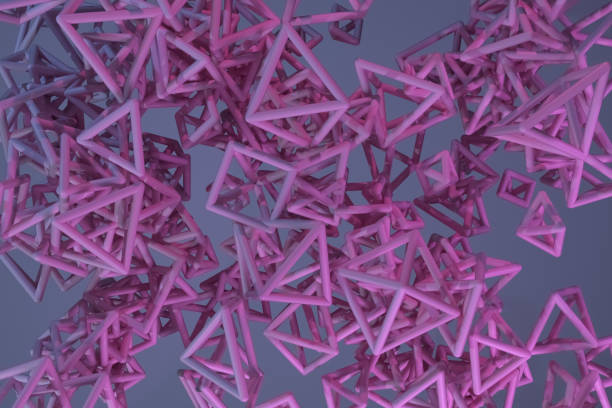 istock Concepture geometric, bunch of triangle or square, flying, inter-locked for design texture, background. 3D render. 1145290025