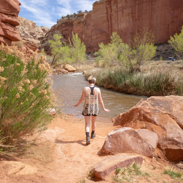 istock Young Woman Enjoying Hiking by Water 1145290081