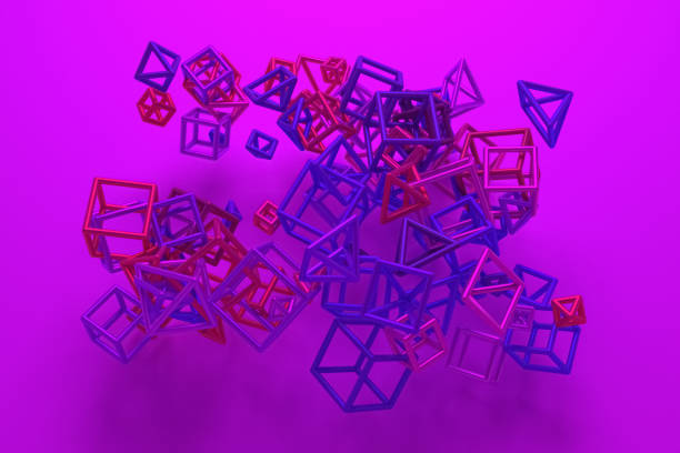 istock Bunch of triangle or square, flying, inter-locked, for design texture & background. 3D rendering. 1145290909