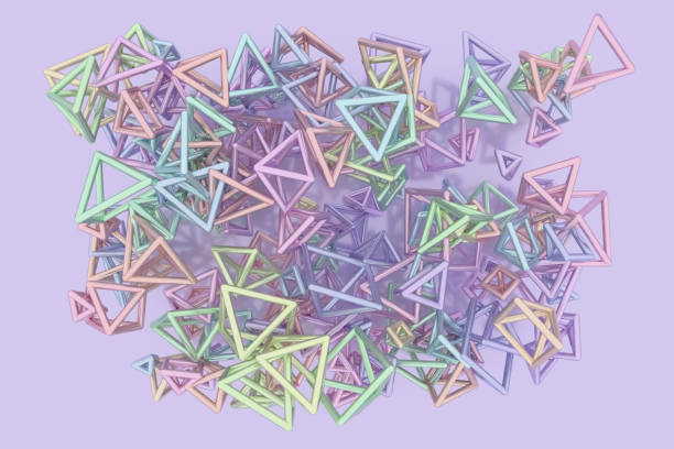istock Bunch of triangle or square, flying, inter-locked, for design texture & background. 3D rendering. 1145290948