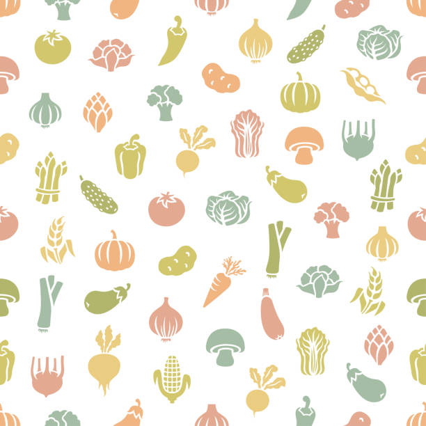 ilustrações de stock, clip art, desenhos animados e ícones de fresh vegetables. seamless pattern - carrot seamless food vegetable