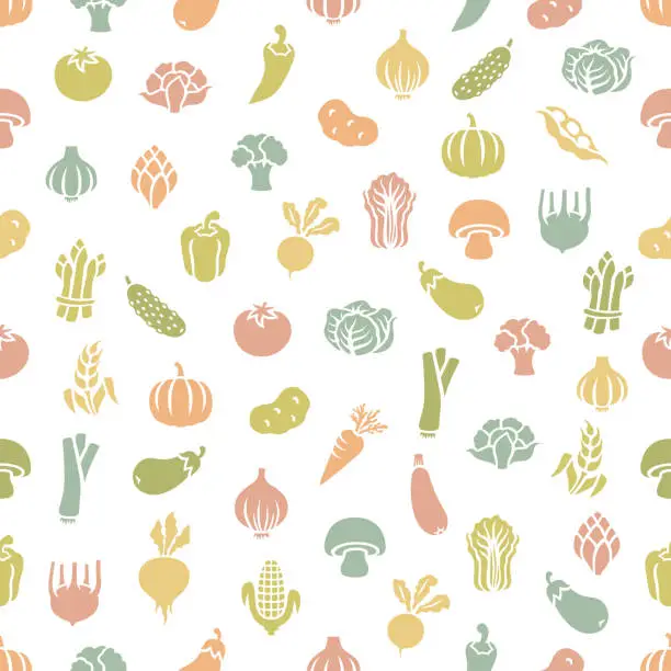 Vector illustration of Fresh vegetables. Seamless pattern