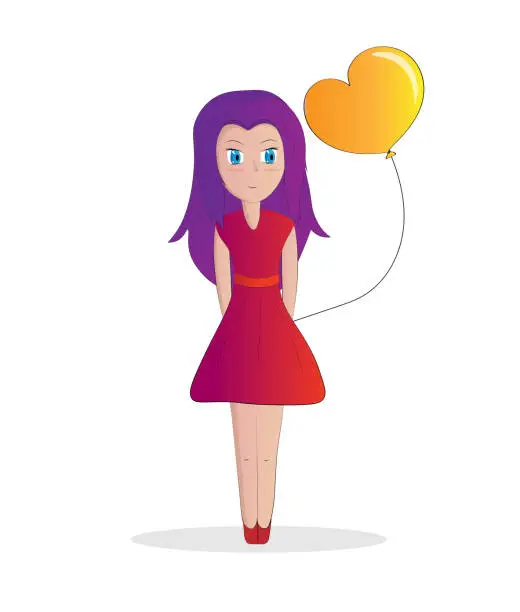 Vector illustration of girl with purple hair