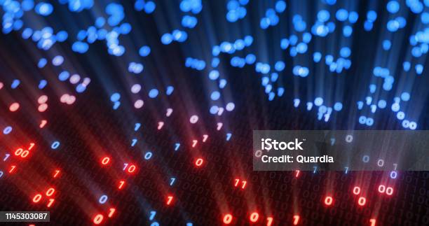 Hacking Red And Blue Digital Binary Code Matrix 01 Background Hacker ...