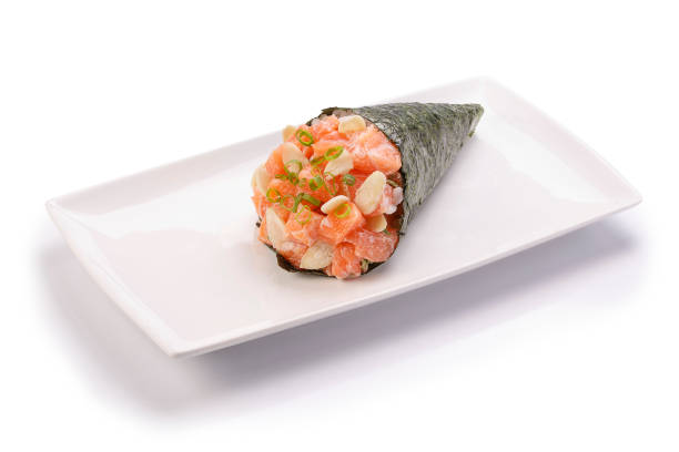 istock Temaki Shrimp Sushi on white background 1145303261