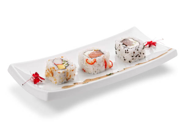 istock Kani Maki Sushi on white background 1145303483