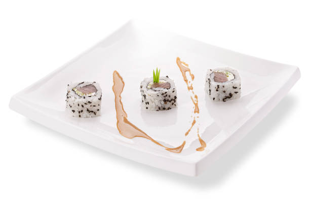 Tuna Sushi on white background