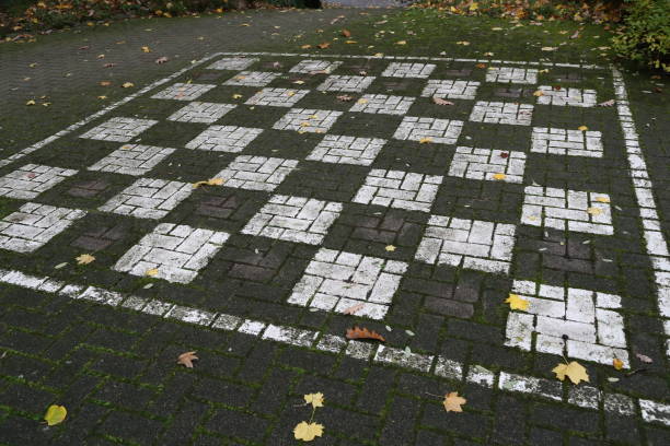 istock Chess field on the asphalt 1145306000