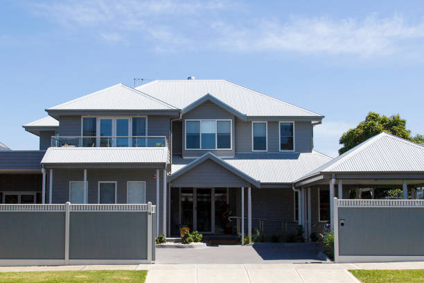 duży dom wolnostojący - melbourne - house contemporary residential structure australian culture zdjęcia i obrazy z banku zdjęć