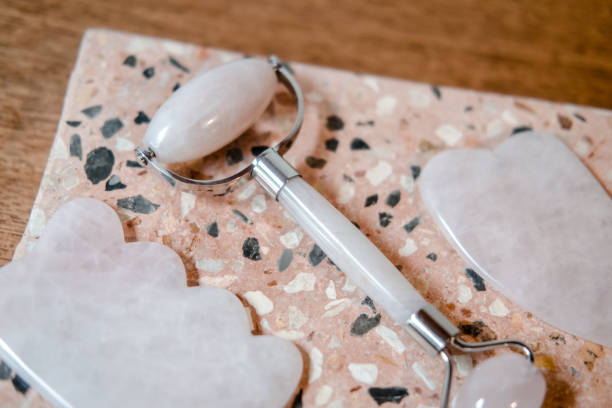 Rose quartz facial roller and gua sha