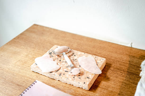 istock Rose quartz facial roller and gua sha 1145317036