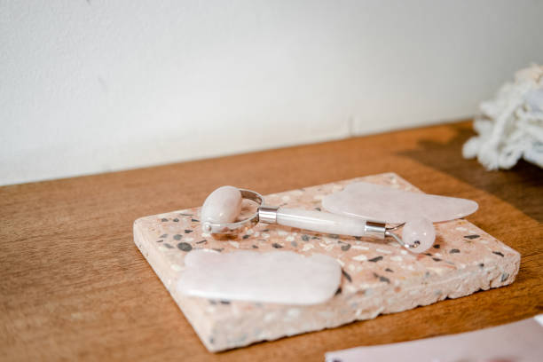 istock Rose quartz facial roller and gua sha 1145317049
