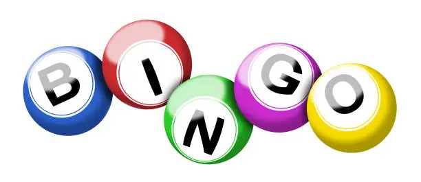 Photo of A colorful set of bingo balls illustration isolated on white with clipping path