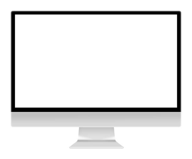 illustrazione dello schermo del monitor del computer isolata su bianco con percorso di ritaglio - monitor a schermo piatto foto e immagini stock