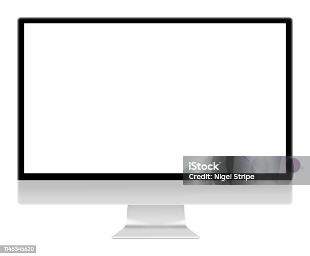 Computer Monitor Screen Illustration Isolated On White With Clipping Path Stock Photo - Download Image Now