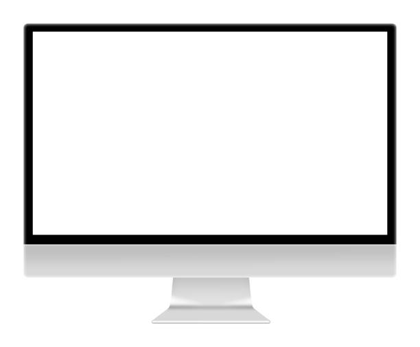 ilustração da tela do monitor do computador isolada no branco com trajeto de grampeamento - computer monitor symbol isolated photograph - fotografias e filmes do acervo