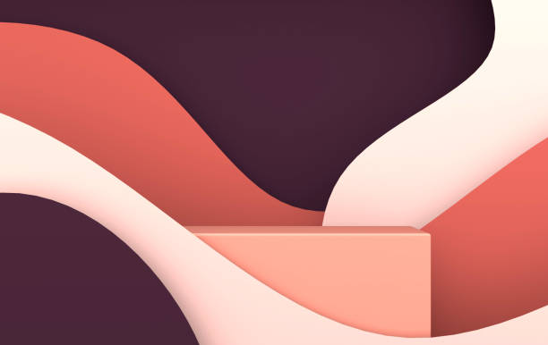 istock 3d rendered scene with paper waves and podium. Platform for product presentation, mock up background. Abstract composition in modern paper art style 1145353362