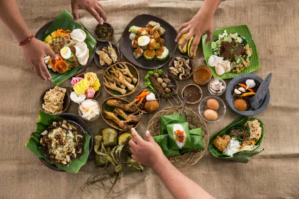 Photo of top view of traditional indonesian culinary food